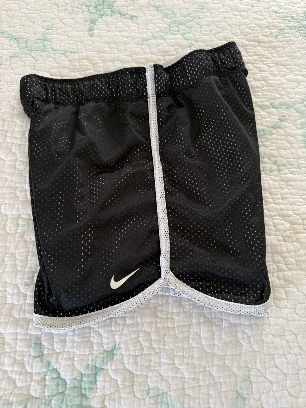 Nike DriFit Black Mesh Shorts with White Trim and Swoosh